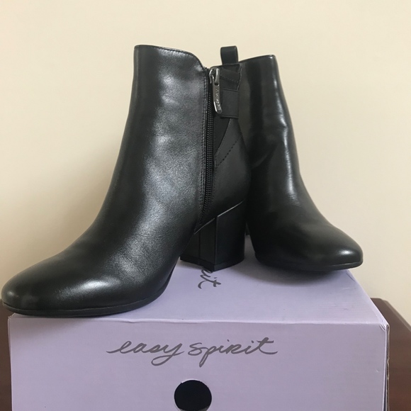 EASY SPIRIT BATONA LEATHER HEELED BOOTIES - 6.5M - Picture 2 of 8